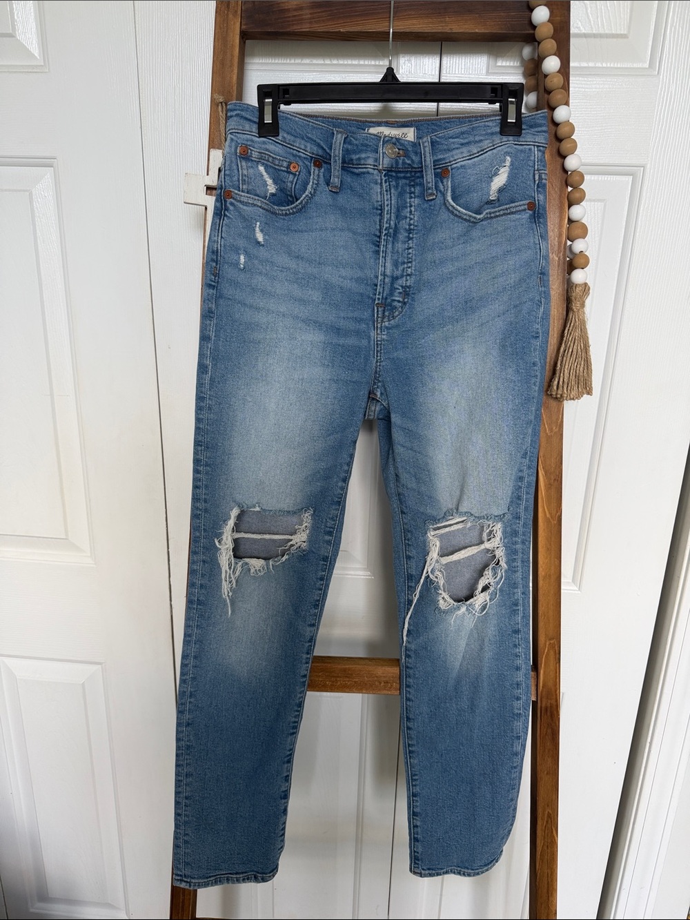 Madewell high rise The Perfect Vintage Jean Distressed cropped #NC328 size 27